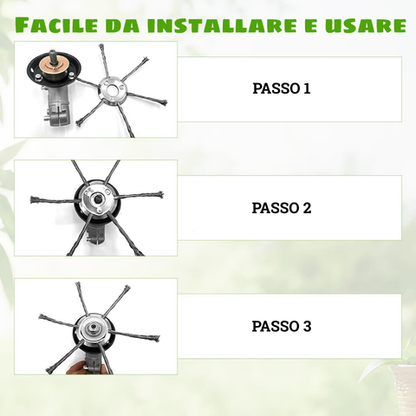 Testina per tagliaerba a 6 lame realizzata in acciaio di alta qualità: elimina ogni tipo di erbaccia