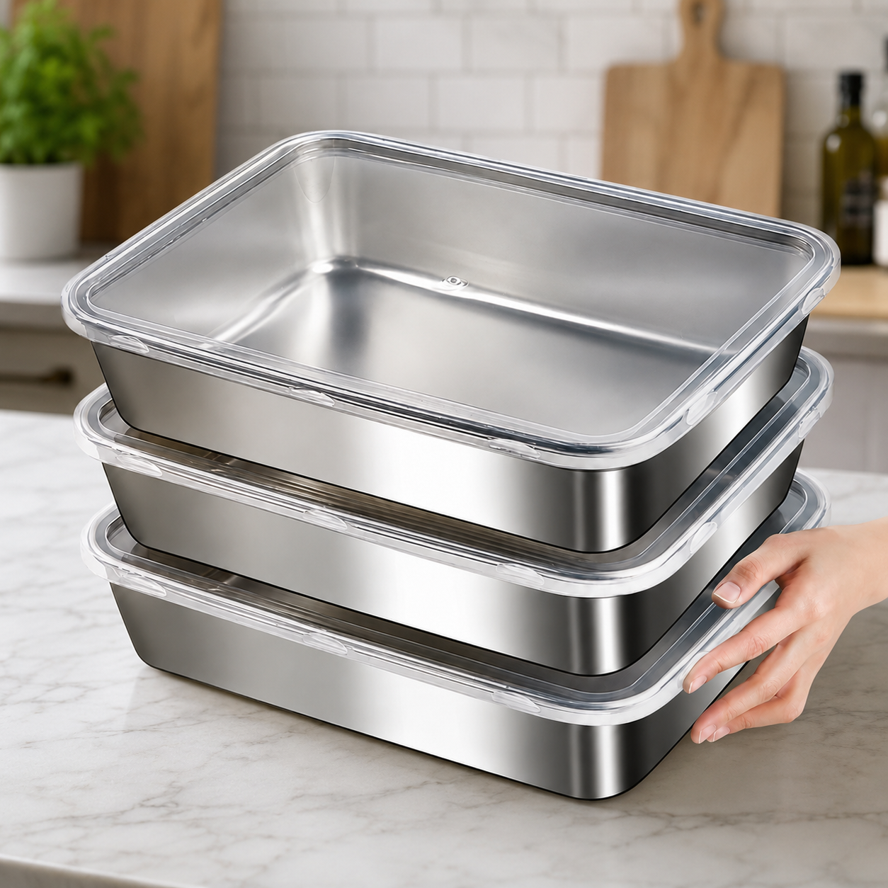 Contenitore Multiuso In Acciaio Inox 304 Con Coperchio In Silicone : Ultraleggero, Sicuro e Salva-Nutrienti