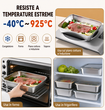 Contenitore ermetico in acciaio inox 304: cibo fresco più a lungo, sicuro e senza odori.