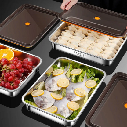 Contenitore ermetico per alimenti in acciaio inox 304 – formato grande (22×15×6 cm)