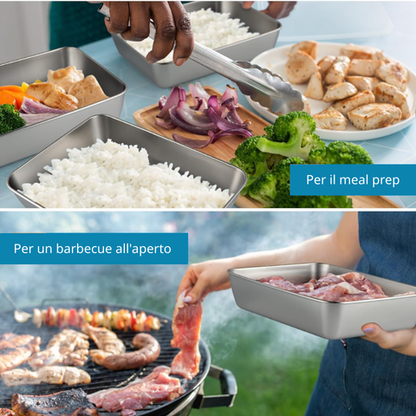 Contenitore per alimenti in acciaio inox 304 che mantiene il cibo fresco fino a 4 settimane