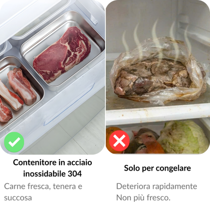 Contenitore per alimenti in acciaio inox 304 che mantiene il cibo fresco fino a 4 settimane