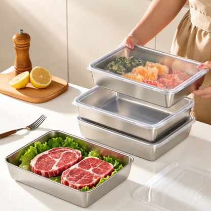 Contenitore per alimenti premium in acciaio inox 304, mantiene la freschezza fino a 4 settimane