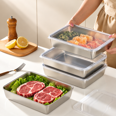 Contenitore per alimenti premium in acciaio inox 304, mantiene la freschezza fino a 4 settimane