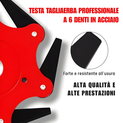 Lama per prato con 6 denti in acciaio (Accessori inclusi)