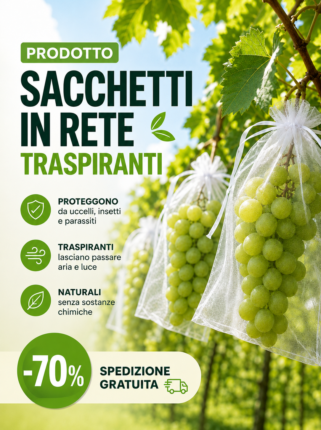 Sacchetti In Rete Traspiranti Riutilizzabili Per Proteggere Frutta E Verdura – Proteggono Da Insetti, Mosche Della Frutta E Uccelli