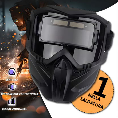 Maschera per Saldatura con Oscuramento Automatico 0,1 ms – Smontabile in 2 Parti, Protezione Totale