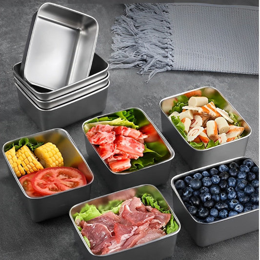 Vassoio Mini in Acciaio Inox Stile Giapponese (Fornito con coperchi)