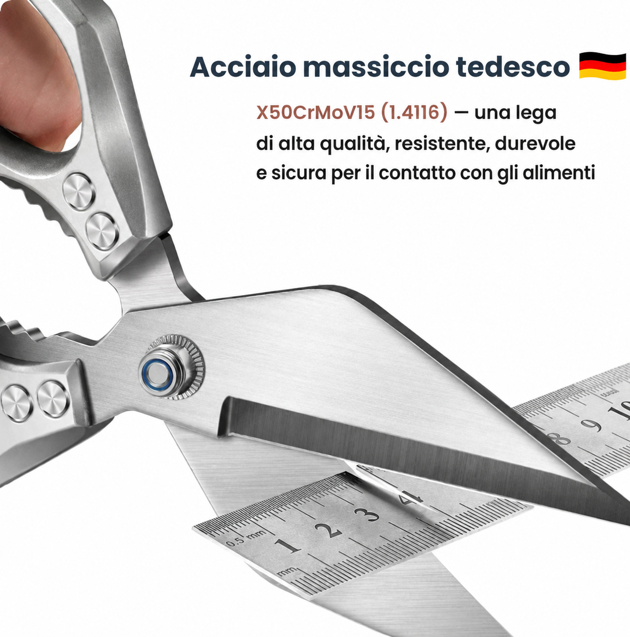 Cesoie da cucina tagliaossa con lama a diamante, in acciaio inox tedesco di alta qualità