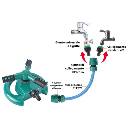 Irrigatore Automatico Per Giardino Con 3 Ugelli Rotanti A 360 Gradi