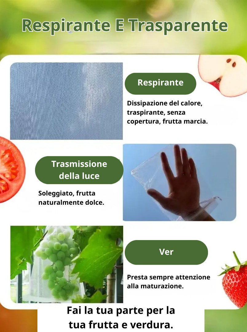 Sacchetti In Rete Traspiranti Riutilizzabili Per Proteggere Frutta E Verdura – Proteggono Da Insetti, Mosche Della Frutta E Uccelli
