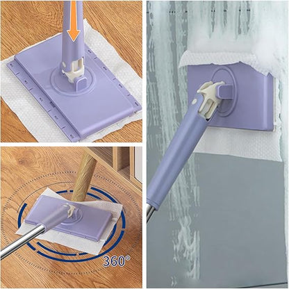 Mini Mop con Cambio del Panno, Design del Manico a Spinta-Tiro con Asciugamano Monouso.