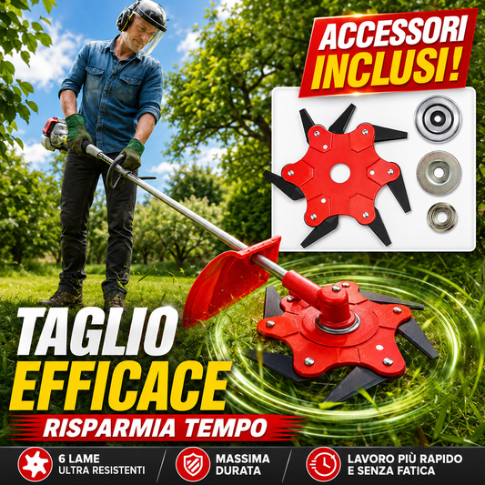 Lama Per Prato Con 6 Denti In Acciaio (Accessori Inclusi)