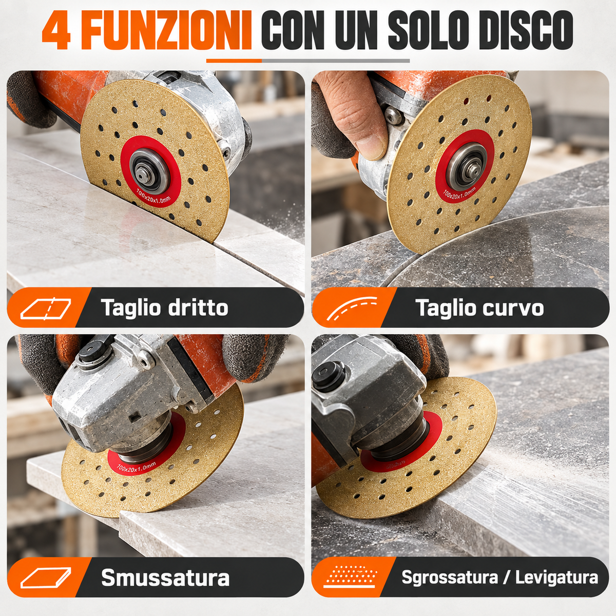 Disco Diamantato 5 in 1 – Taglia, Leviga e Rifinisce