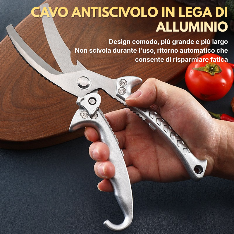 Forbici da Cucina Multifunzionali in Acciaio Inossidabile con Blocco di Sicurezza – Forbici Professionali per il Taglio delle Ossa