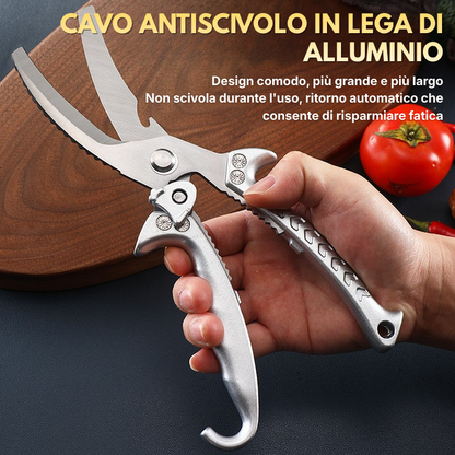 Forbici da Cucina Multifunzionali in Acciaio Inossidabile con Blocco di Sicurezza – Forbici Professionali per il Taglio delle Ossa
