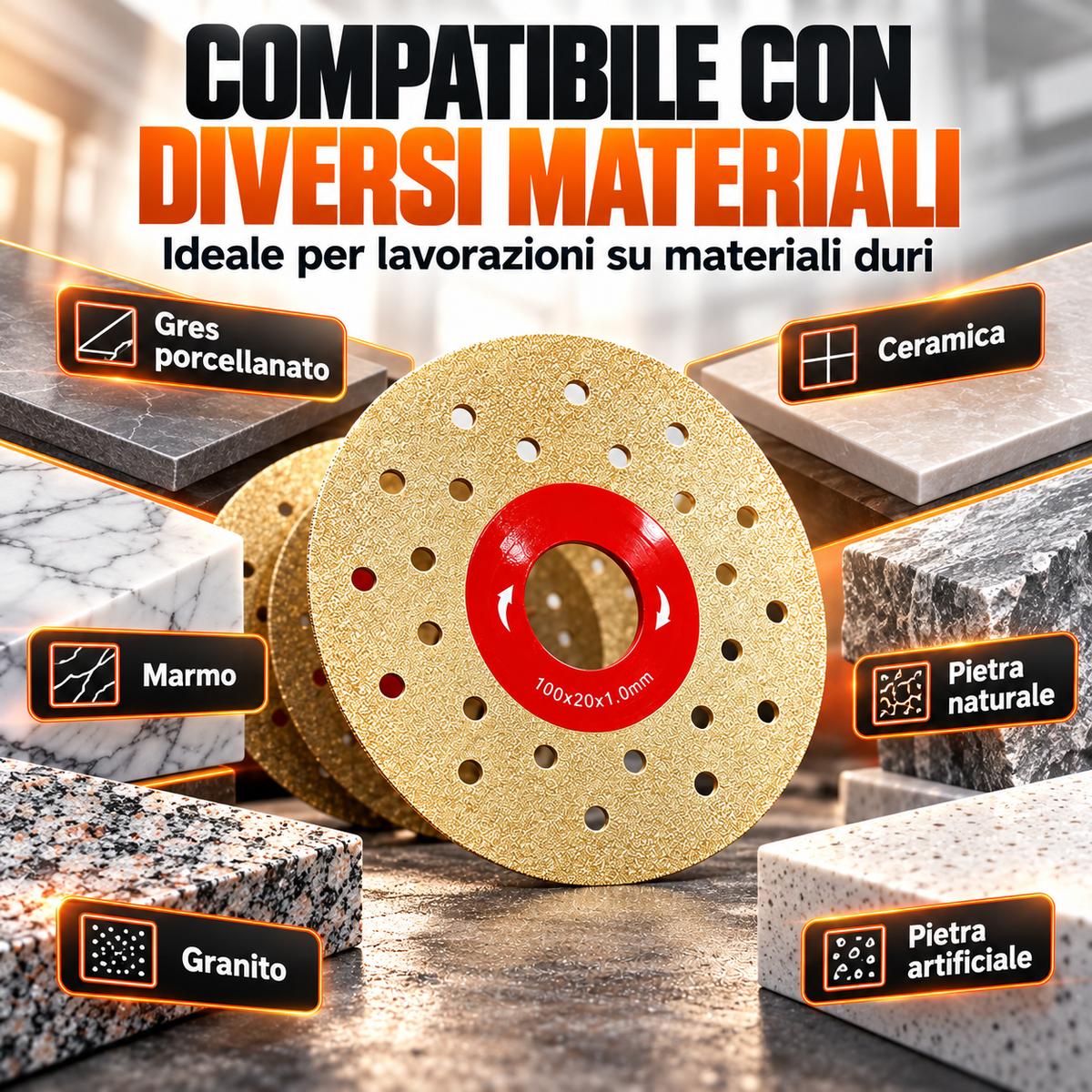 Disco Diamantato 5 in 1 – Taglia, Leviga e Rifinisce