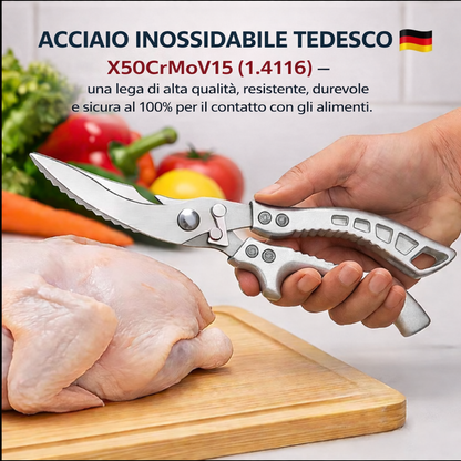 Forbici Professionali in Acciaio Inox - Ideali per Carne, Ossa, Pesce e molto altro