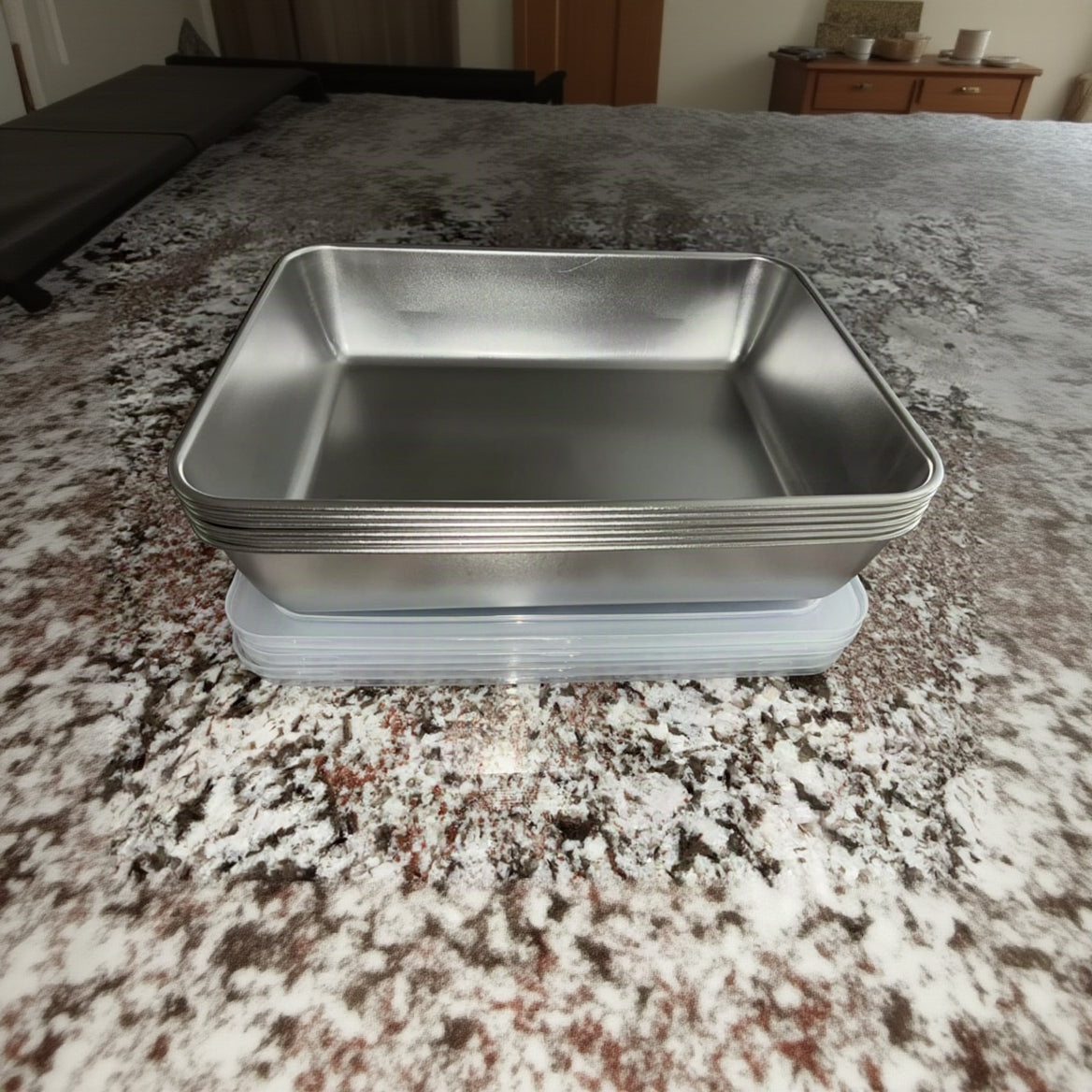 Vaschette ermetiche in acciaio inox 304 — più ordine e pulizia in frigorifero (20 × 25 × 5 cm)