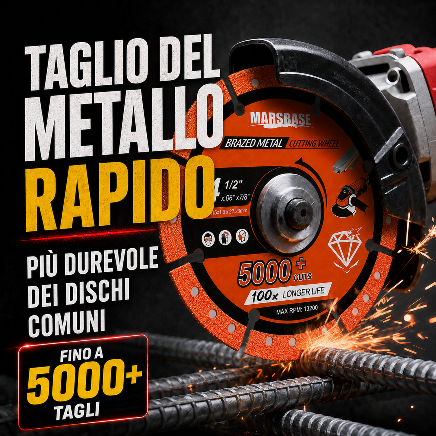 Disco da taglio per metallo con rivestimento diamantato