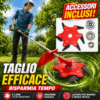 Lama Per Prato Con 6 Denti In Acciaio (Accessori Inclusi)