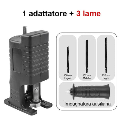 Adattatore per trasformare il trapano in un seghetto alternativo per tagliare legno, metallo, plastica, ecc.