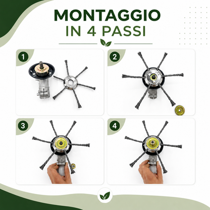 Testina Tagliaerba a 6 Bracci in Acciaio Intrecciato, Resistente e Potente contro le Erbacce Ostinate
