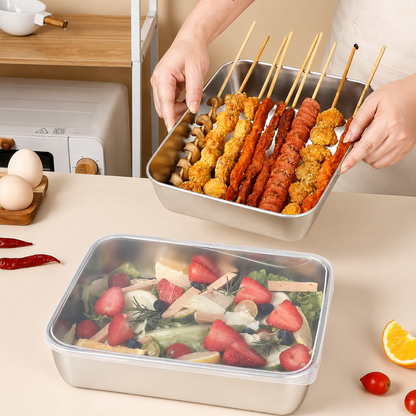 Contenitore Multiuso In Acciaio Inox 304 Con Coperchio In Silicone : Ultraleggero, Sicuro e Salva-Nutrienti