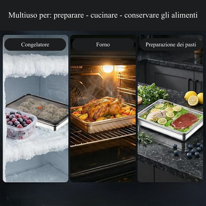 Contenitore ermetico per alimenti in acciaio inox 304 – formato grande (22×15×6 cm)