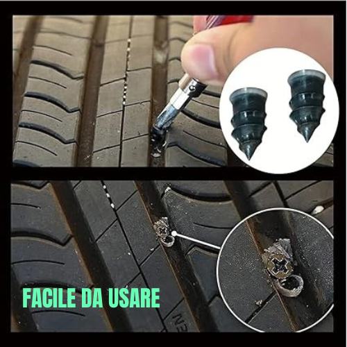 Kit 40 Chiodi in Gomma per Pneumatici Tubeless (con Cacciavite) — Riparazione Rapida Senza Smontare la Ruota