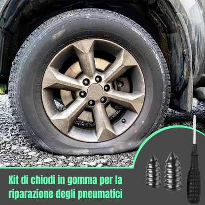 Kit 40 Chiodi in Gomma per Pneumatici Tubeless (con Cacciavite) — Riparazione Rapida Senza Smontare la Ruota
