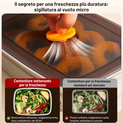 Scatola per alimenti sottovuoto antibatterica in acciaio inox 316 (19x14x6cm)