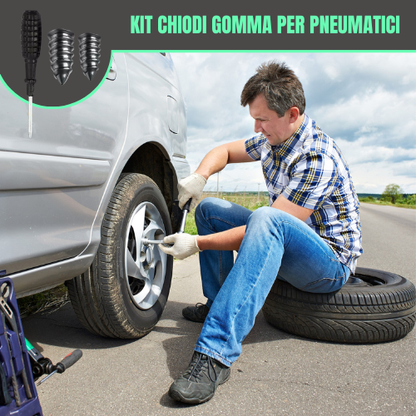 Kit 40 Chiodi in Gomma per Pneumatici Tubeless (con Cacciavite) — Riparazione Rapida Senza Smontare la Ruota