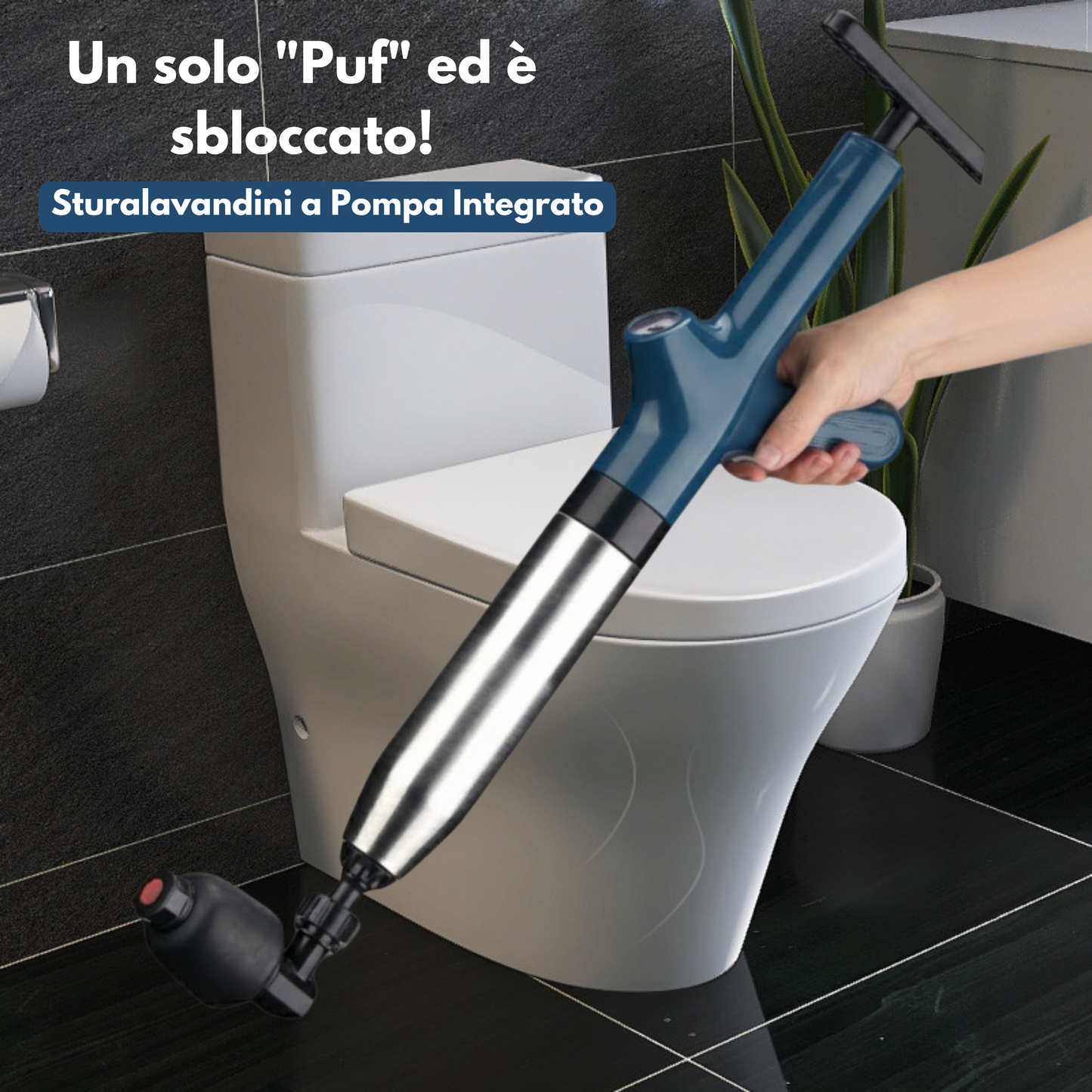 POTENTE COMPRESSORE D'ARIA PER STURARE I WC, SENZA BISOGNO DI CHIAMARE L'IDRAULICO