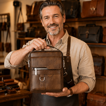 Borsa A Tracolla Da Uomo In Pelle Vintage