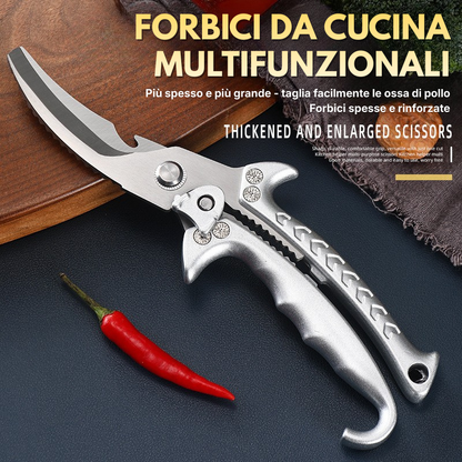 Forbici da Cucina Multifunzionali in Acciaio Inossidabile con Blocco di Sicurezza – Forbici Professionali per il Taglio delle Ossa