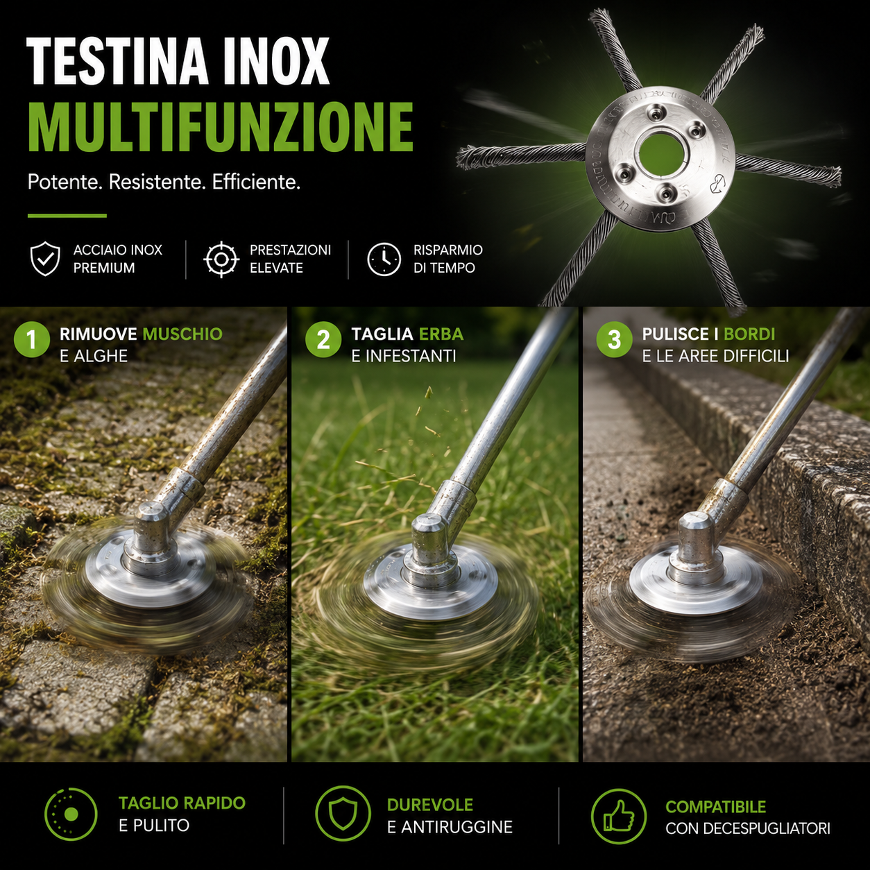 Testina tagliaerba in acciaio al carbonio – potente, resistente, universale