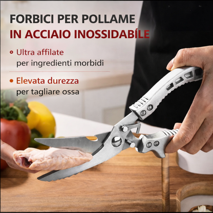 Forbici Professionali in Acciaio Inox - Ideali per Carne, Ossa, Pesce e molto altro