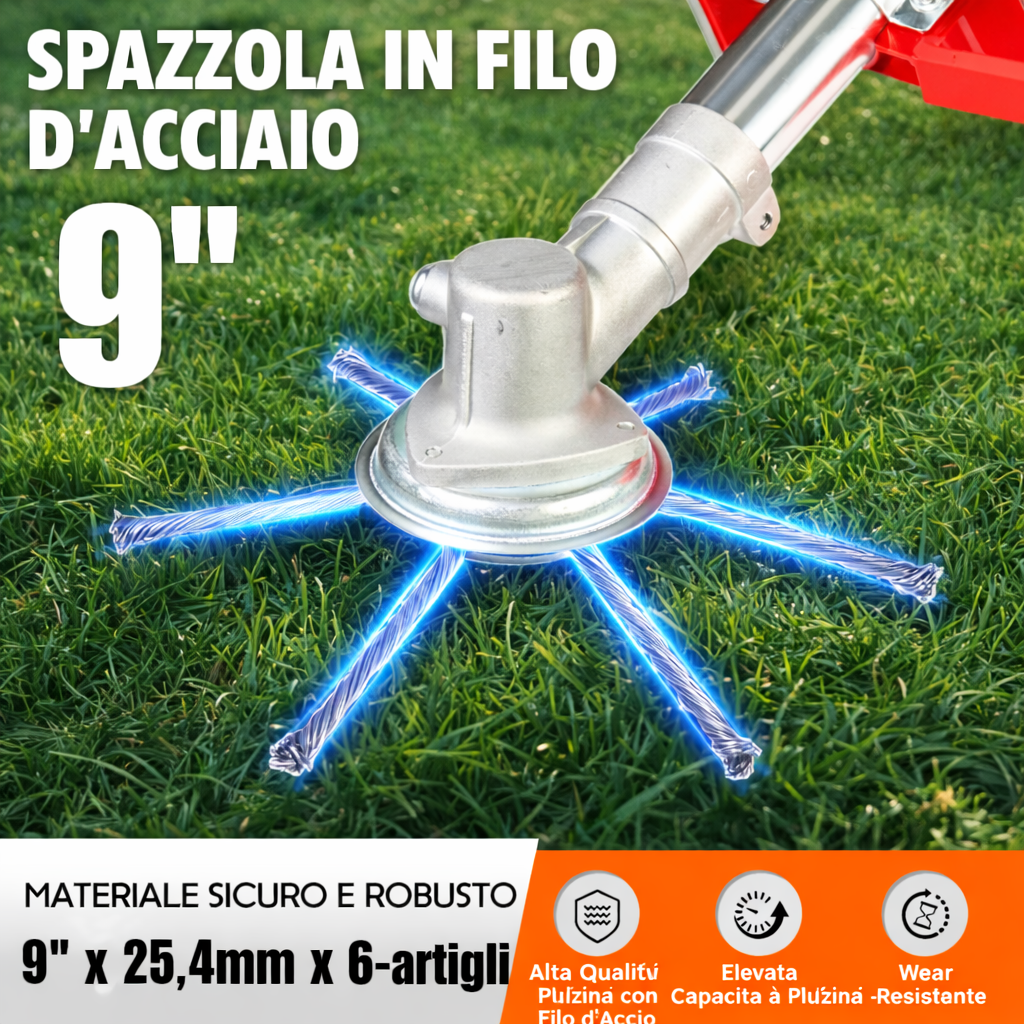 Testa per Tosaerba in Acciaio con 6 Lame – La Soluzione per Tagliare l’Erba Super Veloce