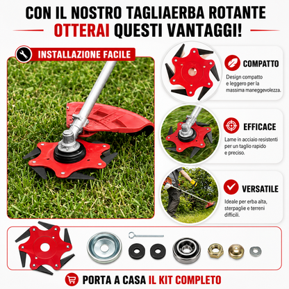 Lama Per Prato Con 6 Denti In Acciaio (Accessori Inclusi)