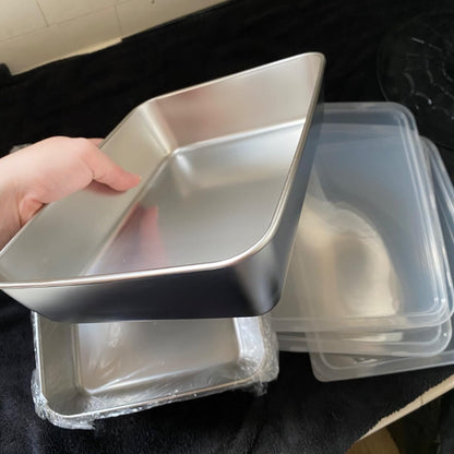 Vaschette ermetiche in acciaio inox 304 — più ordine e pulizia in frigorifero (20 × 25 × 5 cm)