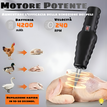 Spelatrice per pollame portatile – rimuove tutte le piume in pochi minuti