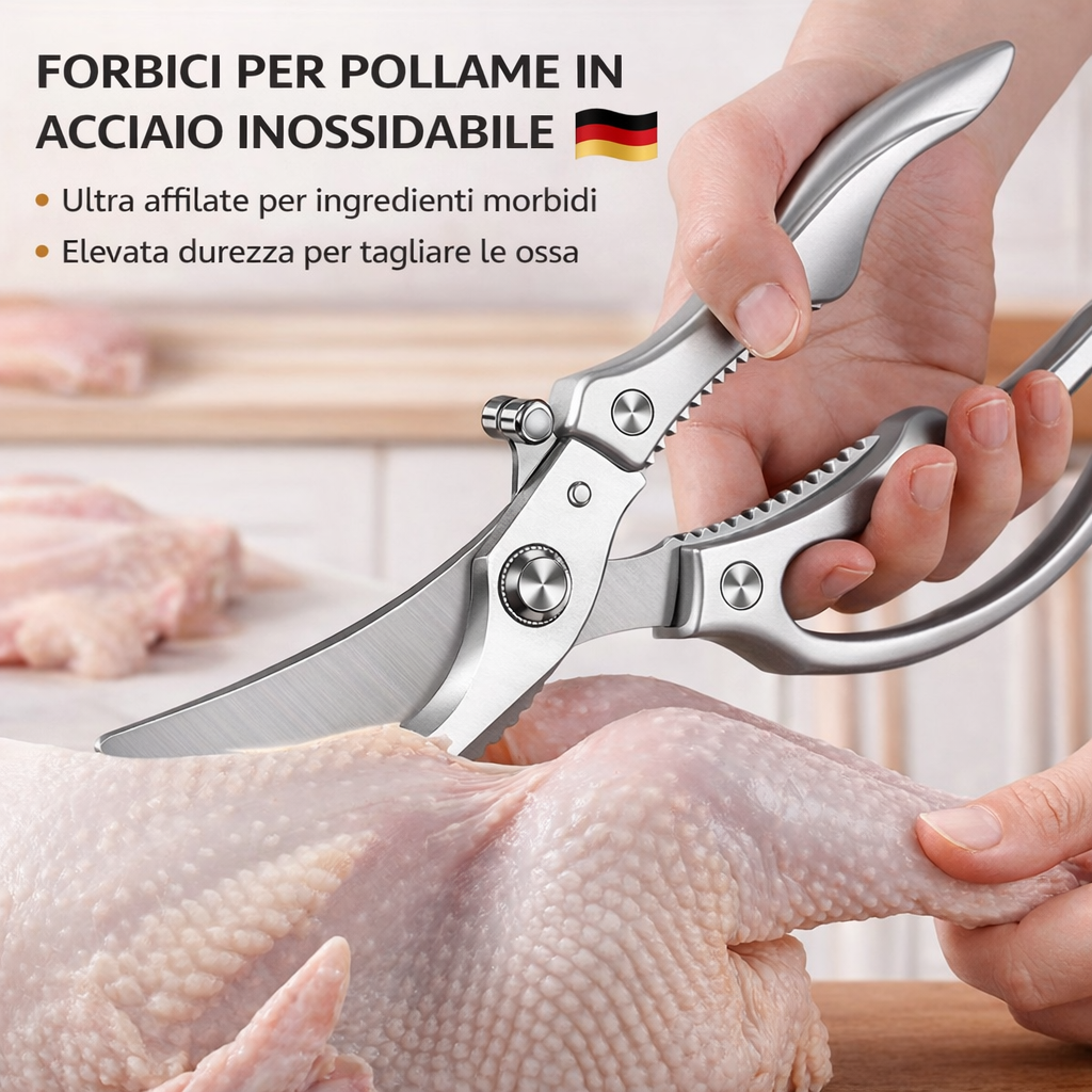 Forbici Professionali in Acciaio Inox - Ideali per Carne, Ossa, Pesce e molto altro