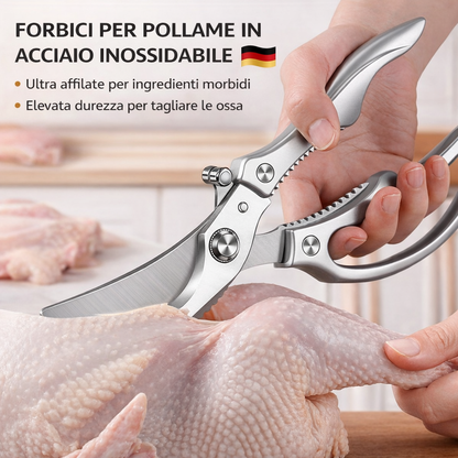 Forbici Professionali in Acciaio Inox - Ideali per Carne, Ossa, Pesce e molto altro