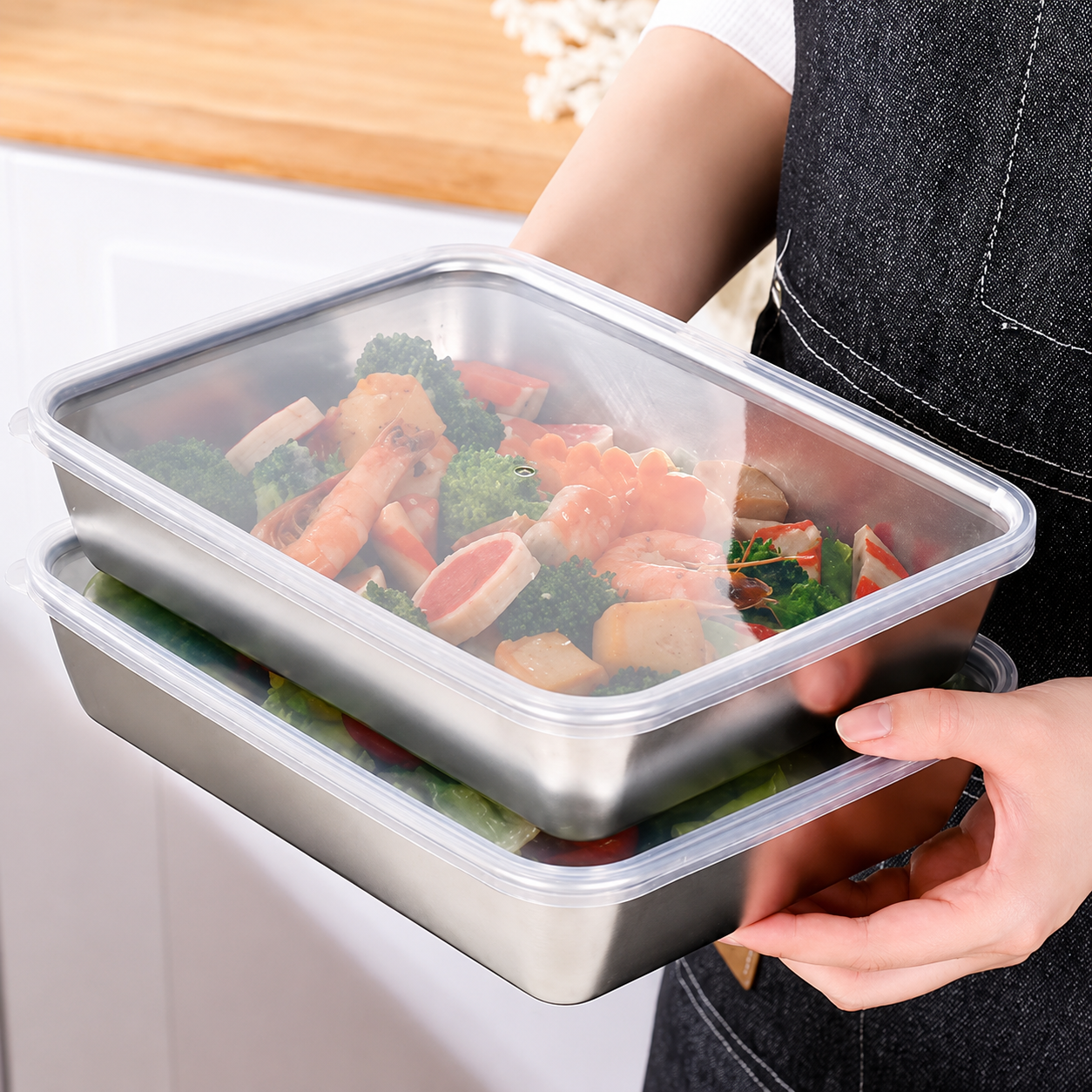 Contenitore Multiuso In Acciaio Inox 304 Con Coperchio In Silicone : Ultraleggero, Sicuro e Salva-Nutrienti