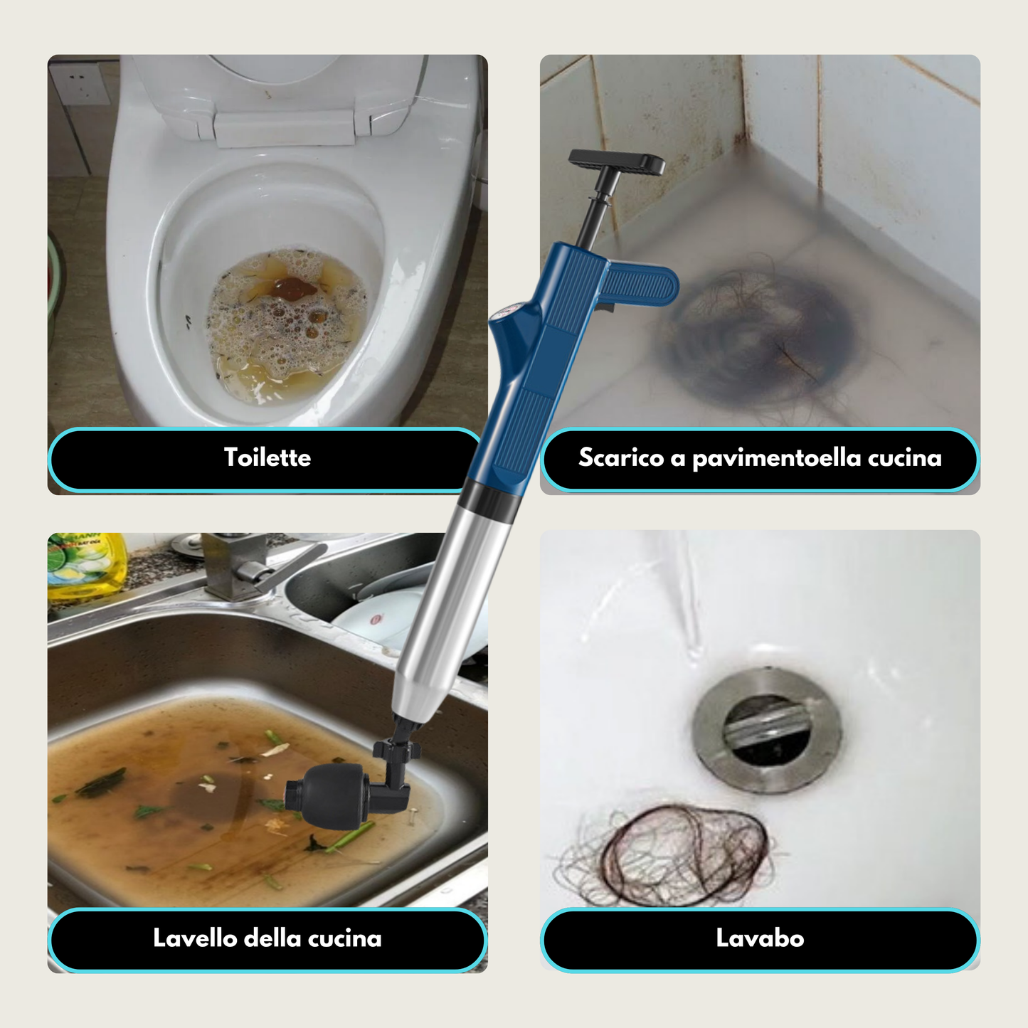 POTENTE COMPRESSORE D'ARIA PER STURARE I WC, SENZA BISOGNO DI CHIAMARE L'IDRAULICO