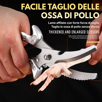 Forbici da Cucina Multifunzionali in Acciaio Inossidabile con Blocco di Sicurezza – Forbici Professionali per il Taglio delle Ossa