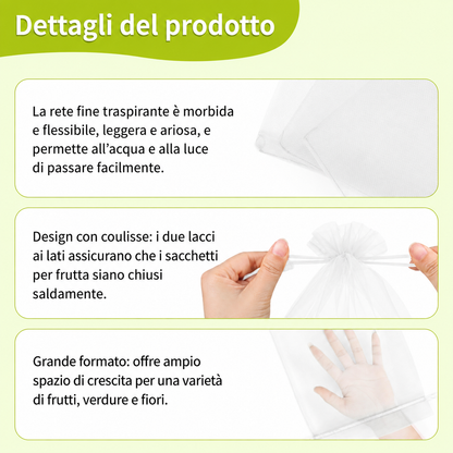 Sacchetti In Rete Traspiranti Riutilizzabili Per Proteggere Frutta E Verdura – Proteggono Da Insetti, Mosche Della Frutta E Uccelli