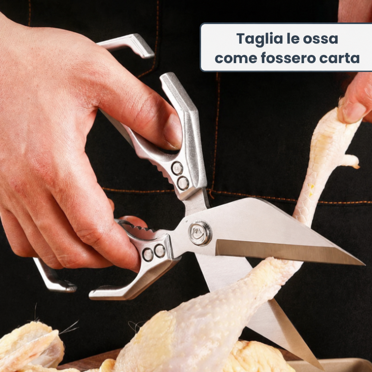 Cesoie da cucina tagliaossa con lama a diamante, in acciaio inox tedesco di alta qualità
