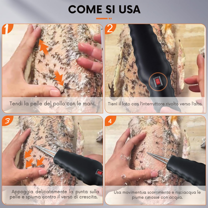 Spiumatrice Elettrica Portatile 220V – Rimuove le Piumette in Pochi Secondi